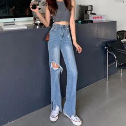 Women's Jeans Pants Streetwear Straight Leg Women Korean Fashion Y2k Denim Vintage Clothes Female Clothing Baggy Woman Blue