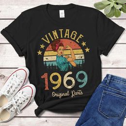 Vintage 1969 Original Parts TShirt Women Rosie 55 Years Old 55th Birthday Party Gift Idea Mom Wife Friend Funny Retro Tee 240329