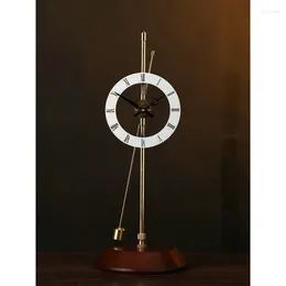 Table Clocks Brass Invisible Power Air Clock Solid Wood Silent Mechanical Vintage Luxury Watch Decoration & Accessories
