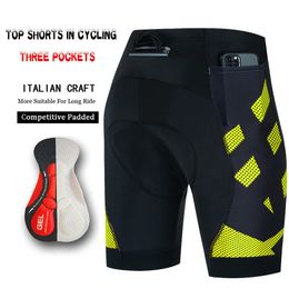 3 Pockets Man Cycling Pants Short Mens Bib Gel Shorts Equipment Lycra Summer Culotte Maillot Bibs Road Bike Sports Mountain 240325