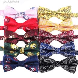 Bow Ties New Fashion bowties For Men Casual Polyester Mens Floral bowtie for Party Adult Wedding Bow ties Groomsmen Gifts Y240329