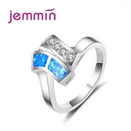 Cluster Rings Size 6-9 925 Sterling Silver Blue Fire Opal For Women Wedding Engagement Promise Statement Anniversary Anillos
