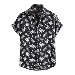 Men's Casual Shirts Fashion 3d Printed Palm Tree Pineapple Hawaiian Shirt For Men Summer Short Sleeves Blouse Tops Cool Street Button