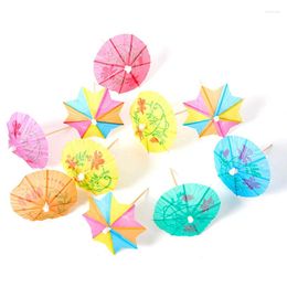 Forks 50Pcs Umbrella Cocktail Drink Picks Fruit Bamboo Toothpicks Dessert Cake Stick Hawaiian Birthday Party Wedding Decor