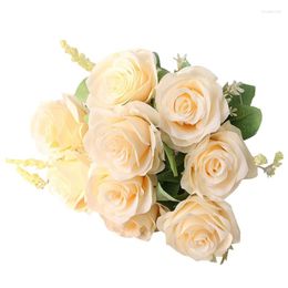Decorative Flowers -Artificial Blue Roses Silk Rose Flower Bouquet Artificial Home Garden Decoration Wedding