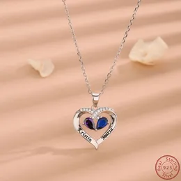 Pendants 2024 925 Sterling Silver Couples Necklace Hollow Heart Shape Pendant Inlaid With Amethyst Sweet Romantic Design