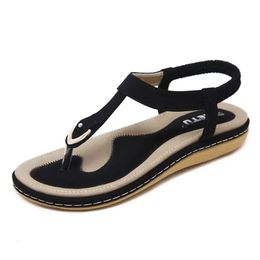 Summer Shoe Bohemia Ethnic Flip Flops Soft Flat Sandals Woman Casual Comfortable Plus Size Wedge 240318