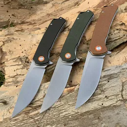 Tunafire GT956 folding pocket knife D2 Steel High end linen Fibre black/green/orange handle ball bearing outdoor camping tool