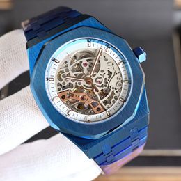 Men's High Quality Hollow out Watch Automatic Mechanical Movement Watch 42mm Sapphire Business Watch Montre De Luxe Men's Gift Blue Pink Gradient Band