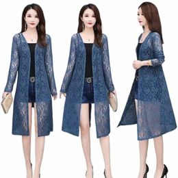 l-5xl Size Summer Lace Cardigan Women Lg Net Yarn Sunscreen Jacket Casual Sun Protecti Thin Lg Sleeve Women Coat V9G5#