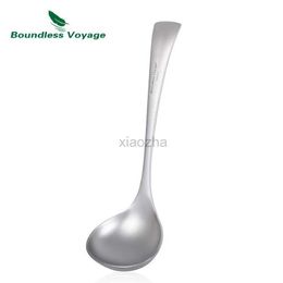 Camp Kitchen Boundless Voyage Titanium Soup Spoon Household Thickeness Long Handle Tableware Deep-bowled Ladle Scoop Gadget Cooking Kitchen 240329