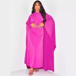 Urban Sexy Dresses Elegant Solid Batwing Sleeve Maxi Dress For Women Fashion Oneck Side Split Loose Ladies Causal High Street Vestidos 230909