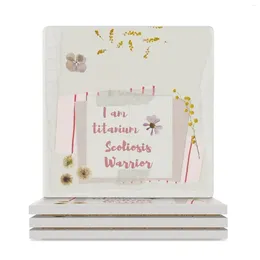 Table Mats I Am Titanium - Scoliosis Warrior Ceramic Coasters (Square) Cup Holder Cute Plate For The Kitchen Accessories