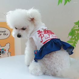 Dog Apparel Puppy Dress Autumn Spring Fashion Cartoon Skirt Pet Desinger Clothes Small Cute Vest Cat Harness Poodle Yorkshire Maltese