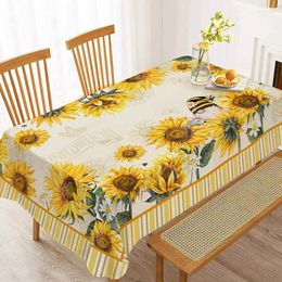Table Cloth Sunflower Gnome Yellow Vintage Rectangle Tablecloth For Summer Autumn Outdoor Picnic Mat Restaurant Could Not Close Temporary Fo