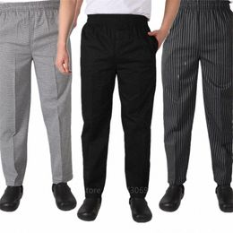 adult Chef Uniform Loose Trousers for Mens Food Service Stripe Work Wear Kitchen Restaurant Uniform Cook Pant M-4XL Bottoms K3VC#