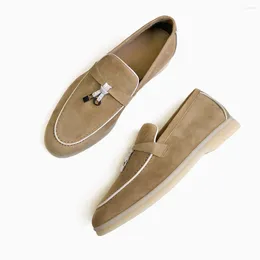 Casual Shoes DONNAIN Classic Unisex Penny Loafers Luxury Calfskin Handmade Taupe Nubuck Moccasins Slip-On Flat Plus Size 41-43