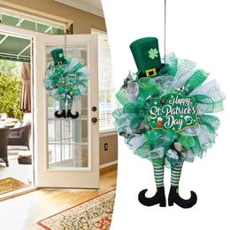 Decorative Flowers St Day Leprechaun Wreath & Ribbon Decor For Front Door Wall Decorations