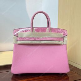 Totes designer bag handbag high quality women's bag Shopping Bag 35CM large tote bag Alligator togo skin Two-tone Fashion Bags Gift box packaging Hand sewing pink bag