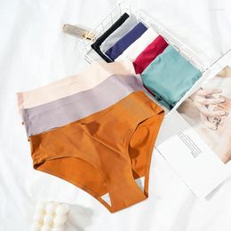 Women's Panties Soft Silk Underwear Briefs Low-waist Women Lingerie XXXL Seamless Solid Color Female Underpants