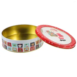 Storage Bottles Christmas Decore Cookie Box Jar Tin Lid Candy Holder Biscuit Containers