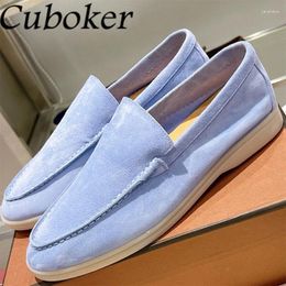 Casual Shoes High Quality Spring Kid Suede Flat Loafers Couple Brand Runway Walking Causal Women Comfort Driving Men