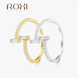 Cluster Rings ROXI 925 Sterling Silver Shine Cross Crystal For Women Men Adjustable Party Wedding Engagement Jewellery Memorial Day Gift