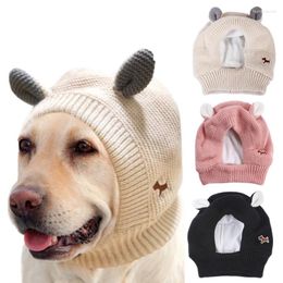 Dog Apparel Windproof Knitted Plush Hat For Pets Ear Muffs Warm Cap Noise Protection Cut Cat Quiet Puppy Winter Headgear 5C