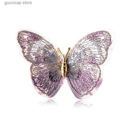 Pins Brooches Classic Vintage Embroidery Butterfly Brooch Pins Female Dreamy Color Temperament Charm Alloy Brooches for Women Wedding Gifts Y240329