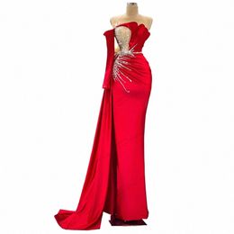 gorgeous Satin Pretty Evening Dres A-Line Sexy Mermaid Off Shoulder Sleevel High Split Simple Mop Prom Gowns For Women k0XX#