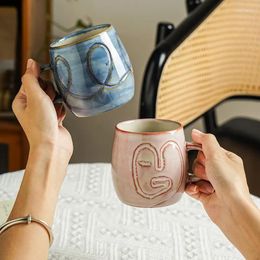 Mugs 370ML Home Nordic Ceramic Handdrawn Simple Mug Office Creative Personalised Water Cup Coarse Coffee