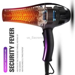 Hair Dryers New Powerful Professional Salon Hair Dryer Negative Ion Blow Dryer Electric Hair Dryer Hot Cold Wind With Air Collecting Nozzles 240329