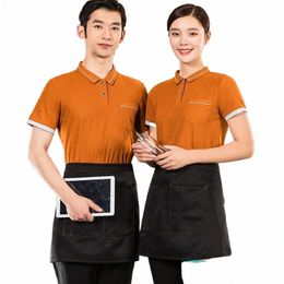 waiter Workwear T-shirt Short Sleeve Summer Breathable Catering Restaurant Hot Pot Staff Clothing Milk Tea Hamburger Work Clothe v0IH#