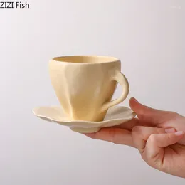Mugs Nordic Ceramic Mug Office Water Cup Couple Afternoon Tea Coffee Plate Set Minimalist Home Breakfast Drink Friend Gift