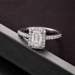 Wedding Rings HanYu 1Ct D Colour Emerald Cut Rectangle Moissanite Engagement Ring Luxury 925 Sterling Silver Wedding Band Ring For Women 24329