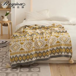Blankets REGINA Brand Ethnic Design Bohemian Blanket Spring Picnic Camping Soft Warm Wrap Home Decor Living Room Bedroom