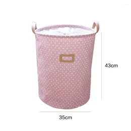 Laundry Bags Collapsible Basket With Polka Dots: Spacious Storage Bag For Toys Dirty Clothes And More