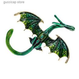 Pins Brooches Vintage Enamel Dragon Brooches For Women Men Oil Painting Flying Dragon Brooch Pins Funny Animal Clothing Jewellery Decoration Y240329