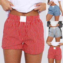 Women's Shorts 2024 Plaid Print Summer Y2k Button Front Lounge Boxers Young 2000s Girl Elastic Low Waist