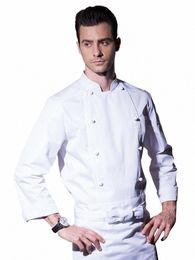 high Quality Chef Jacket Lg Sleeve Restaurant Kitchen Cook Uniform Hotel Unisex Cooking Clothes Catering Mens Waiter Overalls k7zh#
