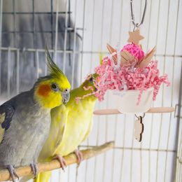 Other Bird Supplies Parrot Toy Hanging Chew Chewing Toys Wooden Teething Foraging Biting Funny Cage