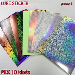 MIX 10 kinds 10paper group lure stickers fish scale skin size 10cm*15cm papers 10pcs/lot MIX 240315