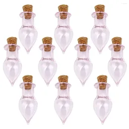 Vases 10pcs Shape Mini Glass Bottles Jars With Cork Wish Note Craft Bottle (Clear)