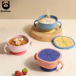 Cups Dishes Utensils Modabebe 2PCS Straw Baby Sucker Bowl Baby Snack Bowl Tableware for Kids Waterproof Suction Bowl Children Dishes Kitchenware 240329