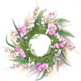 Decorative Flowers Promotion! Spring Wreath Artificial Peach Blossom For All Seasons Round Front Door Farmhouse Wall Decoration