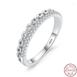 Cluster Rings JIALY Classic European Chain Shaped CZ S925 Sterling Silver Finger Ring For Women Birthday Wedding Jewellery R0266