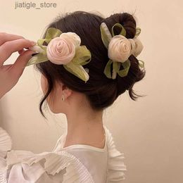 Hair Clips VANIKA Spring New Women Flower Hair Claws Hair Crab For Thick Hair Barrettes Girls Fashion Ponytail Clip Headdress Accessories Y240329