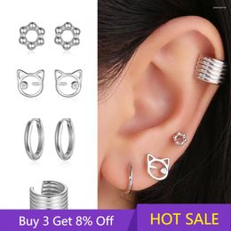 Stud Earrings 925 Sterling Silver Simple Geometric Cute Small 12mm Ear Clip Minimalist Fine Jewelry Gifts For Women Girls
