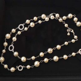 Fashion 5C pearl sweater chain Beaded necklace for women Party Wedding jewelry for Bride2697