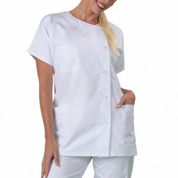 hot Women Men Medical Tops Dr Hospital Lab Coat Workwear Uniform Short Sleeve T-shirt Unisex Nurse Doctor Outfit Costume m9L1#